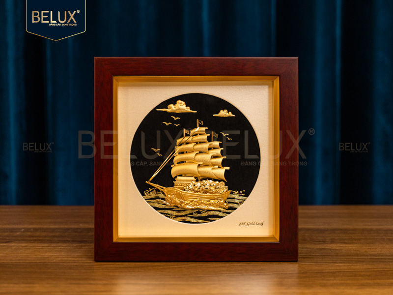 Tranh thuận buồm xuôi gió dát vàng 24k 20x20cm